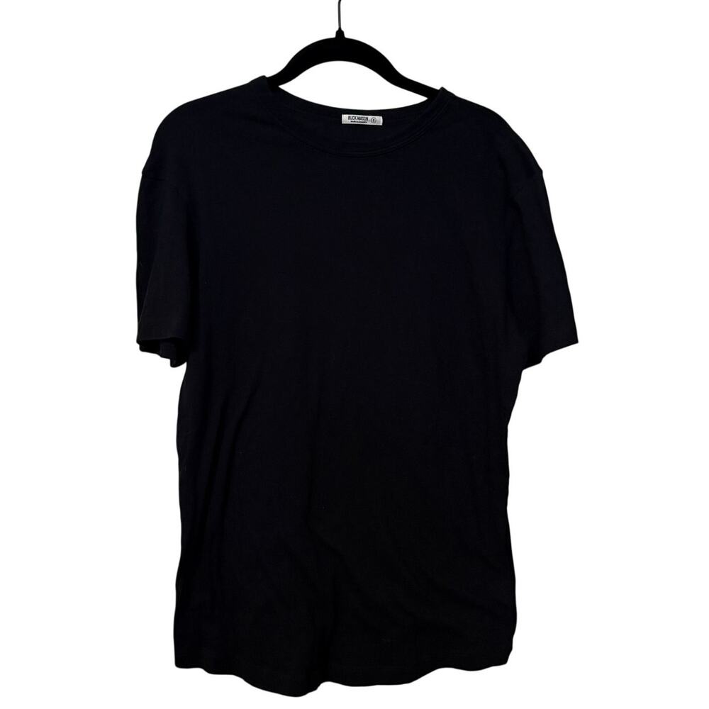 Buck Mason 100% Cotton Black Short Sleeve Slub Curved Hem Tee Shirt Size Small